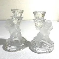 美品 vintage ヴィンテージ　ガラスキャンドルホルダー　天使のサムネイル