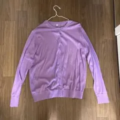 UNIQLO クルーネックカーディガン 紫　Lサイズ