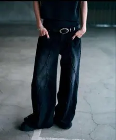 HARE 「UNDERGROUND MODE」ウェーブフリンジデニムパンツ