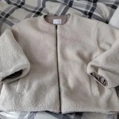 THE SHOP TK ボアジャケット ノーカラー アイボリー