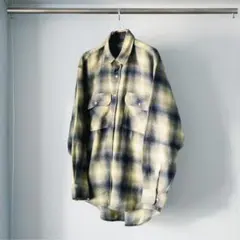 【KEARNEY HOUSE】 オンブレチェック風ネルシャツ グリーン系　Lのサムネイル