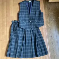 チェック柄 ベストとスカート セット