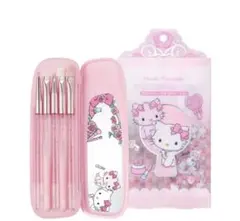 【ピンク】チャーミーキティとfillimilliのメイクブラシセット、シール付き
