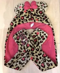 【即日発送可能】ディズニー　ミニーちゃん　マフラーキャップ　豹柄✖️ピンク
