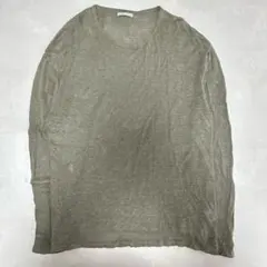 ZARA 長袖 Tシャツ カーキグレー XL リネン100%