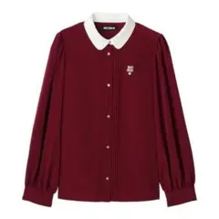 新品　MARY QUANT マリークワント 丸襟ブラウス 長袖 ボルドー