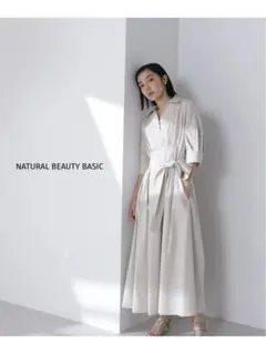 NATURAL BEAUTY BASIC ドルマンスキッパーシャツワンピース M