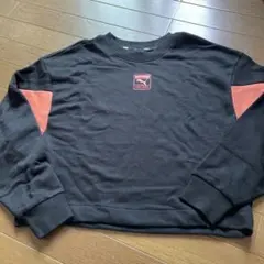 PUMA 黒 オレンジ袖デザイン トレーナー サイズＬ