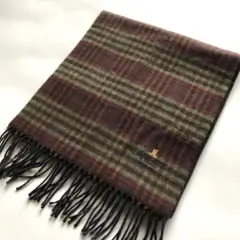 ★美品★LANCETTI ウールチェックマフラー ブラウン レッド 通学のサムネイル
