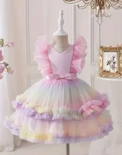 新品豪華♡女の子♡チュールプリンセス　フリルドレス 110サイズ　ふわふわ