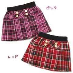 女児プリーツスカート◇赤チェックスカート 120cm