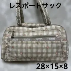 LeSportsac 花刺繍　チェック柄ハンドバッグ