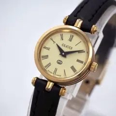569 稼動 GUCCI 時計 レディース サイドライン 新品ベルト ゴールド 