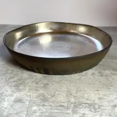 銀・銅製 菓子器 茶器 アンティーク 布張木箱付き ￼高5.8×胴径20cm