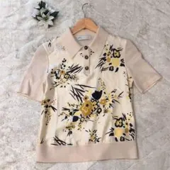 Tory Burch トリーバーチ　半袖　ニットポロ　シルク素材　花柄　XSのサムネイル