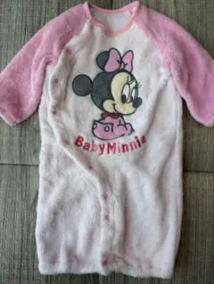 ミニーマウス フリースロンパース50-60/2wayカバーオール/ベビー秋冬