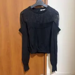 SNIDEL レース切り替えニット ブラック