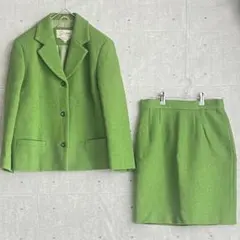 《セットアップ》　緑　グリーン　ウール　スカート　テーラードジャケット