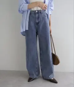 アンドミー　ワイドパンツ カーブデニムパンツ　SPサイズ　ブルーウォッシュのサムネイル
