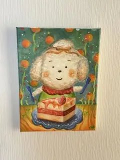 絵画 原画『かもね』キャンバス(F4号) フクロウ 花 幸せ 幸福 癒し 一点物 原画『かもね』キャンバス(F4号) ふくろう 福 幸せ ほっこり 一点もの