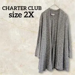 CHARTER CLUB 【2X】カーディガン グレー 秋服 古着