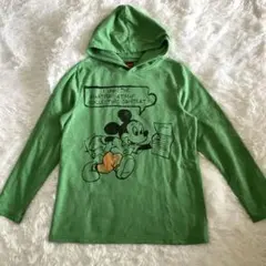 【Disney 】ミッキーマウス フード付きTシャツ グリーンMサイズ
