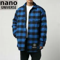 nano universe 西川ダウン チェックシャツ 裏地ダウン L