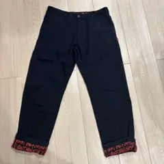 STUSSY 裾裏総柄 チノ ワークパンツ W36 ネイビー XL