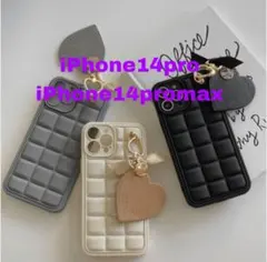 iPhone15ケース 韓国 ハートスマホケース かわいい アイボリー