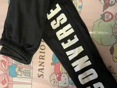 CONVERSE ロゴプリント ブラックロングパンツ