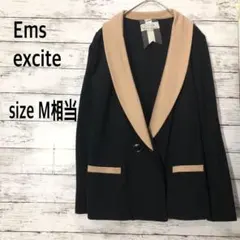 エムズエキサイト【M相当】バイカラージャケット　ベージュ　ブラック　大人綺麗