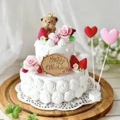 #1734 いちご薔薇2段　クレイケーキ　ウェディング　ハーフバースデー　記念日
