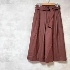 23区　ウール100%　ひざ丈　ガウチョパンツ　赤茶色　ベルト　毛　秋冬　32