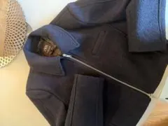 ZARA ウール混 ネイビー ショートジャケット ジップアップ 春秋冬