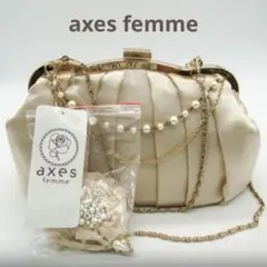 【新品タグ付】アクシーズファム コサージュ　3way パーティーバッグ ベージュ