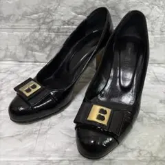美品 BALLY バリー パンプス ロゴ型押し リボン 35 1/2