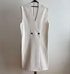 ホワイト ダブルボタン ロングジレ