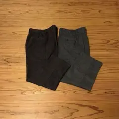 UNIQLO タックワイドパンツ　24秋冬　チドリ/ヘリンボーン　XS 股下65