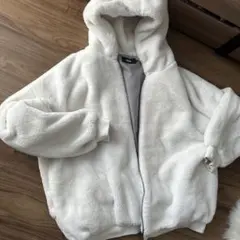 b*t様 AZUL フリース フード付きジャケット ホワイト　メンズ