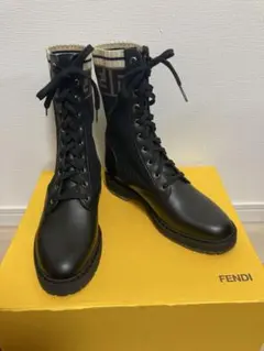 新品】FENDI ズッカ柄 レースアップ ソックスブーツ ブラック 38