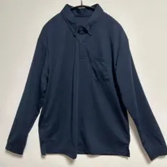 ネイビー長袖ポロシャツ ボタンダウン襟 メンズポロシャツ 長袖ポロシャツ