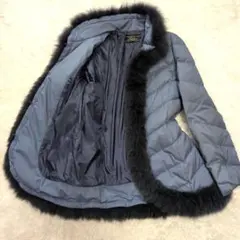 【美品】レリアン☆フォックスファー　2WAY　ダウンジャケット　ブルー系