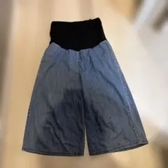 デニム ハイウエスト ワイドパンツ