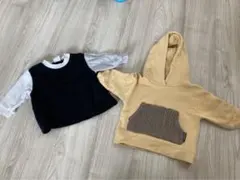 プティマイン フード付きトレーナーとバイカラートレーナーセット　80