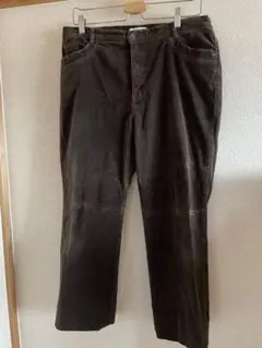 コーデュロイ ストレートレッグパンツ ダークブラウンL