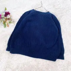 【トロワユイットパープラージュ】ネイビー ラグランスリーブニット 綿100%(F