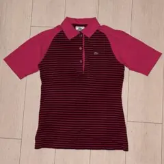 LACOSTE ラコステ ボーダー ポロシャツ ピンク