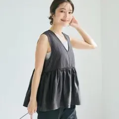 coca新品ヘリンボーンストライプジップベスト