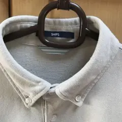SHIPS ベージュボタンダウンポロシャツ