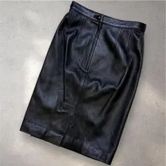 本革 リアルレザー タイトスカート 羊革 ラムレザー 黒 美シルエット 裏地付